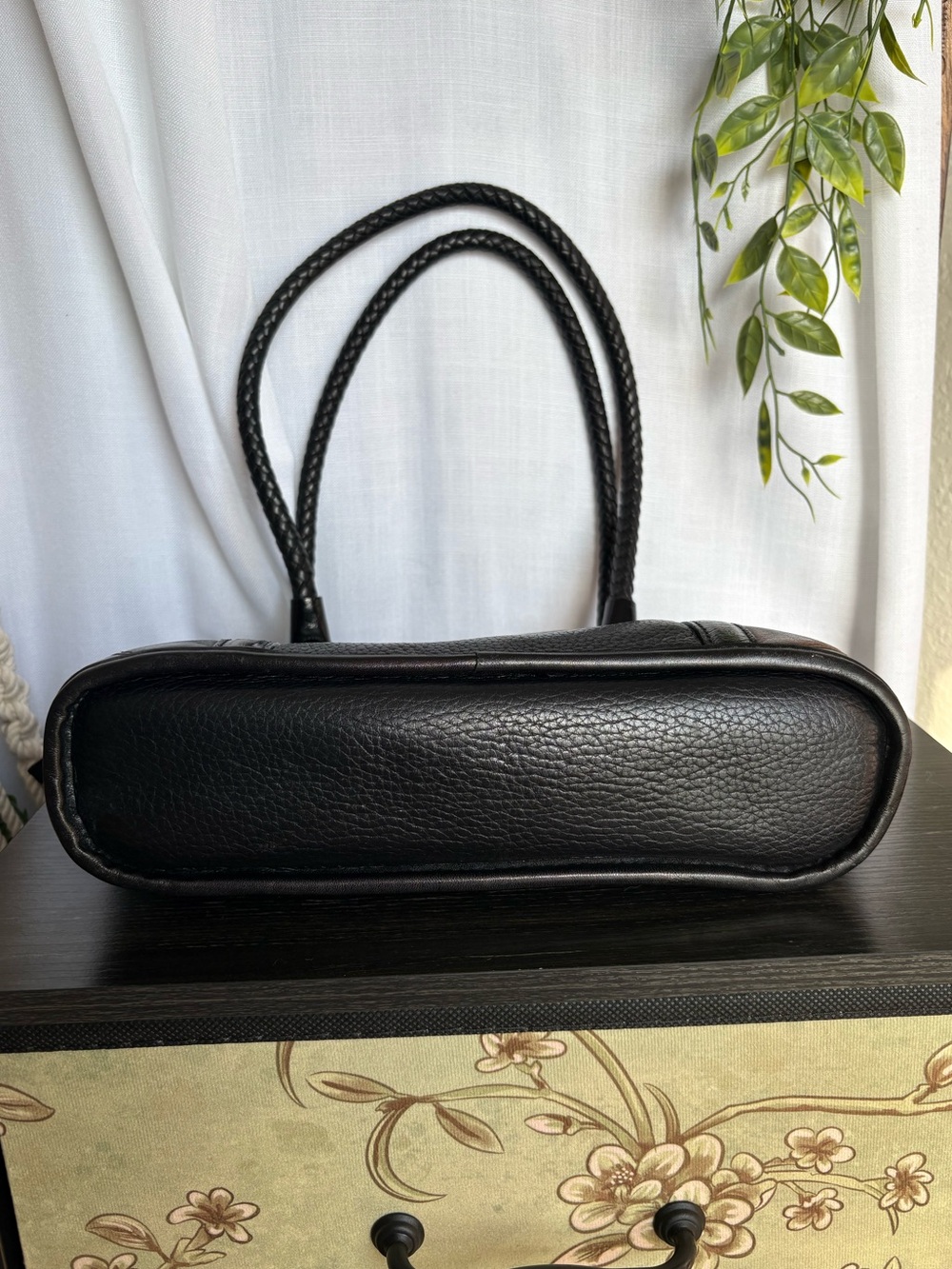 Vintage Brighton Black Leather Patchwork Hearts Shoulder Bag Croc Snake Braided - Picture 7 of 11